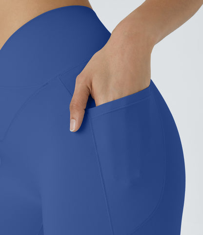Høy midje, krysslommer i yoga-biker-shorts, 18 cm – UPF50+
