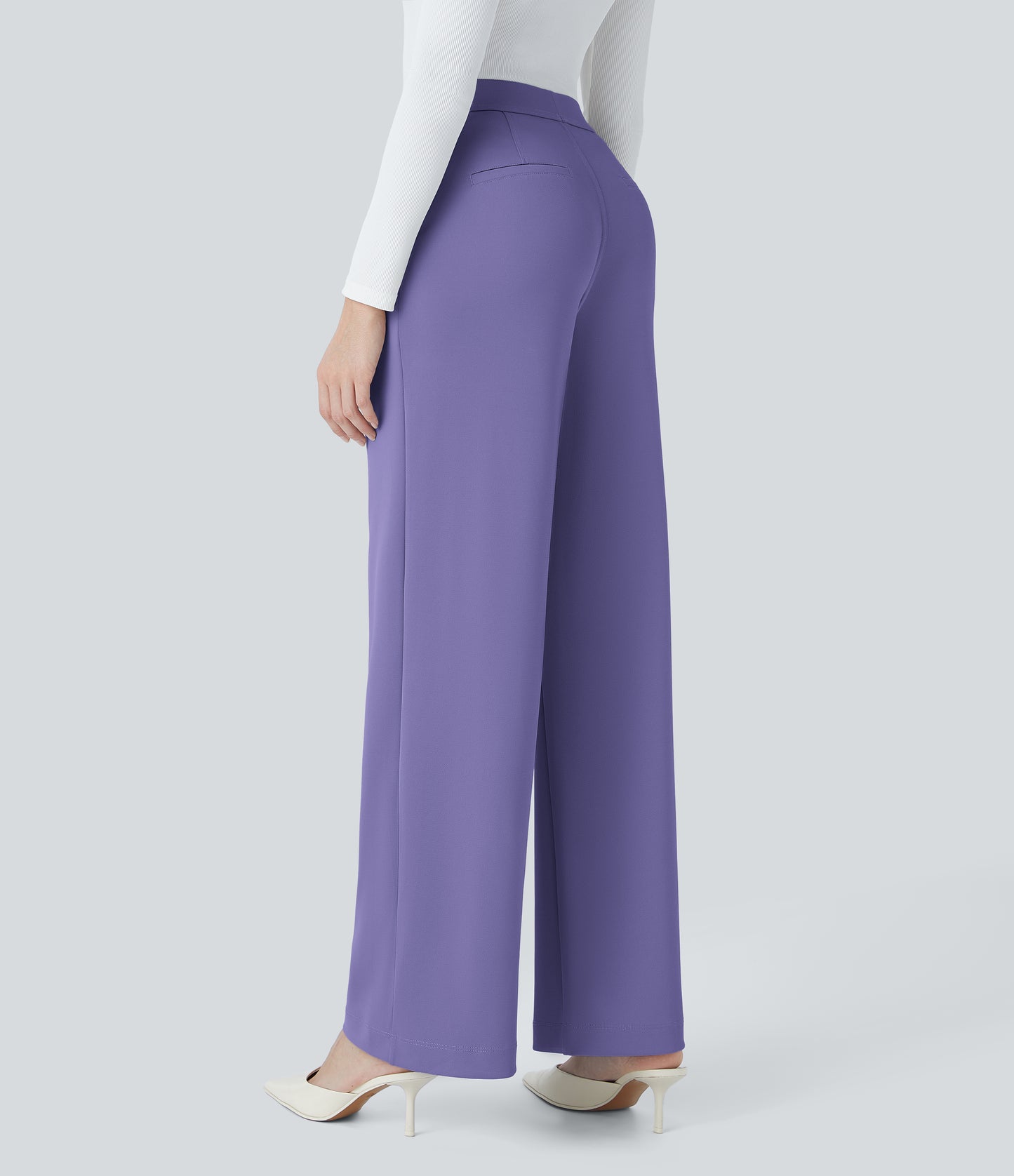 High Waisted Pocket Straight Leg Crepe Work Pants