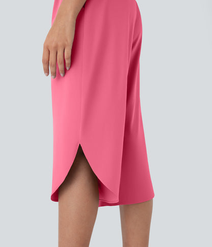 High Waisted Crossover Pocket Quick Dry Capri Pants