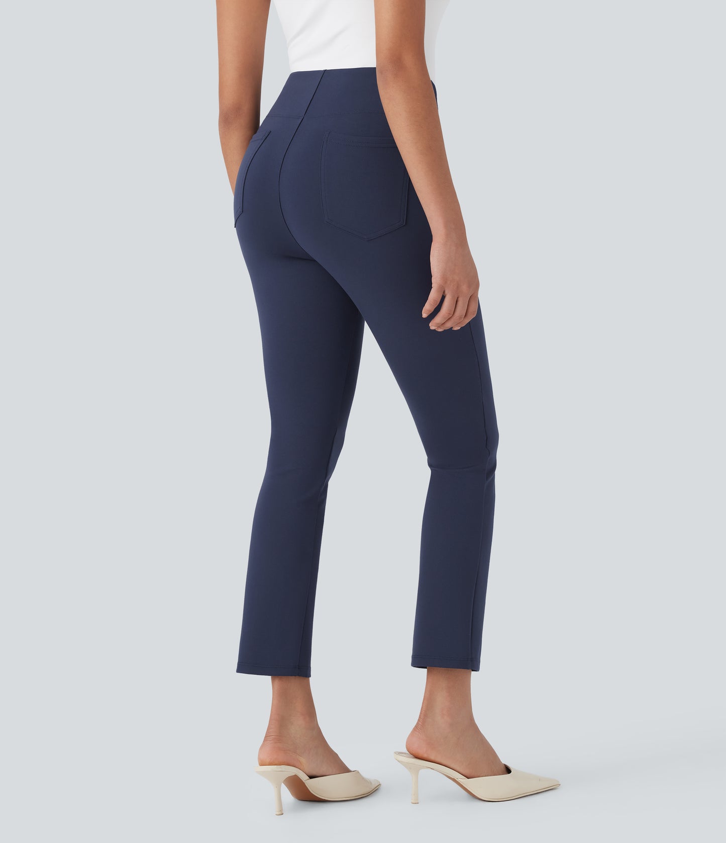 High Waisted Pocket Tapered Cropped Work Pants
