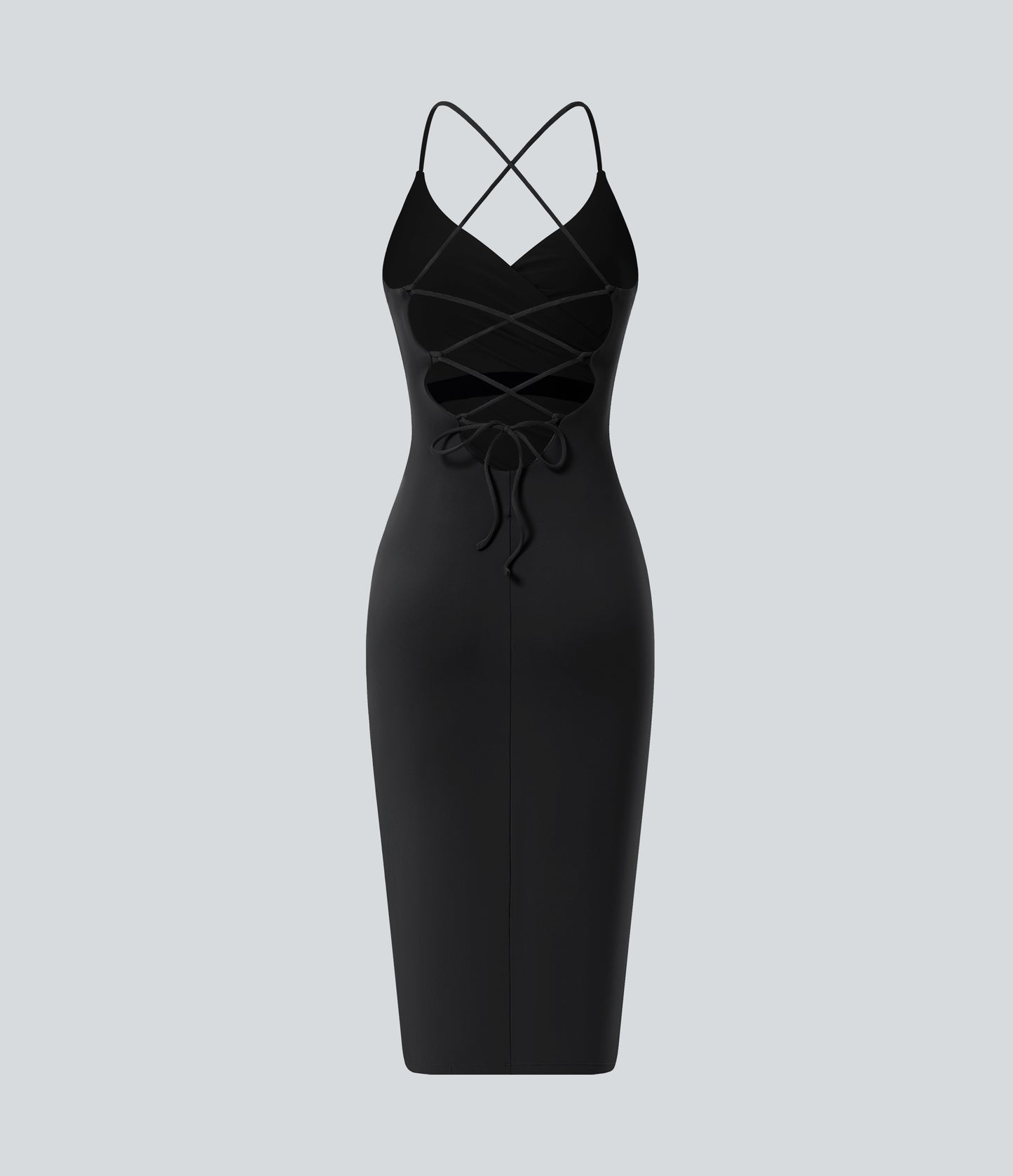 Crossover Ruched Lace Up Bodycon Cool Touch Dress-UPF50+
