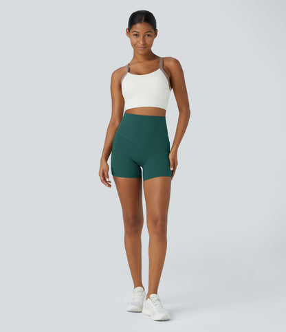 Høy midje magekontroll sidelommer formende treningsbiker shorts 12,5 cm