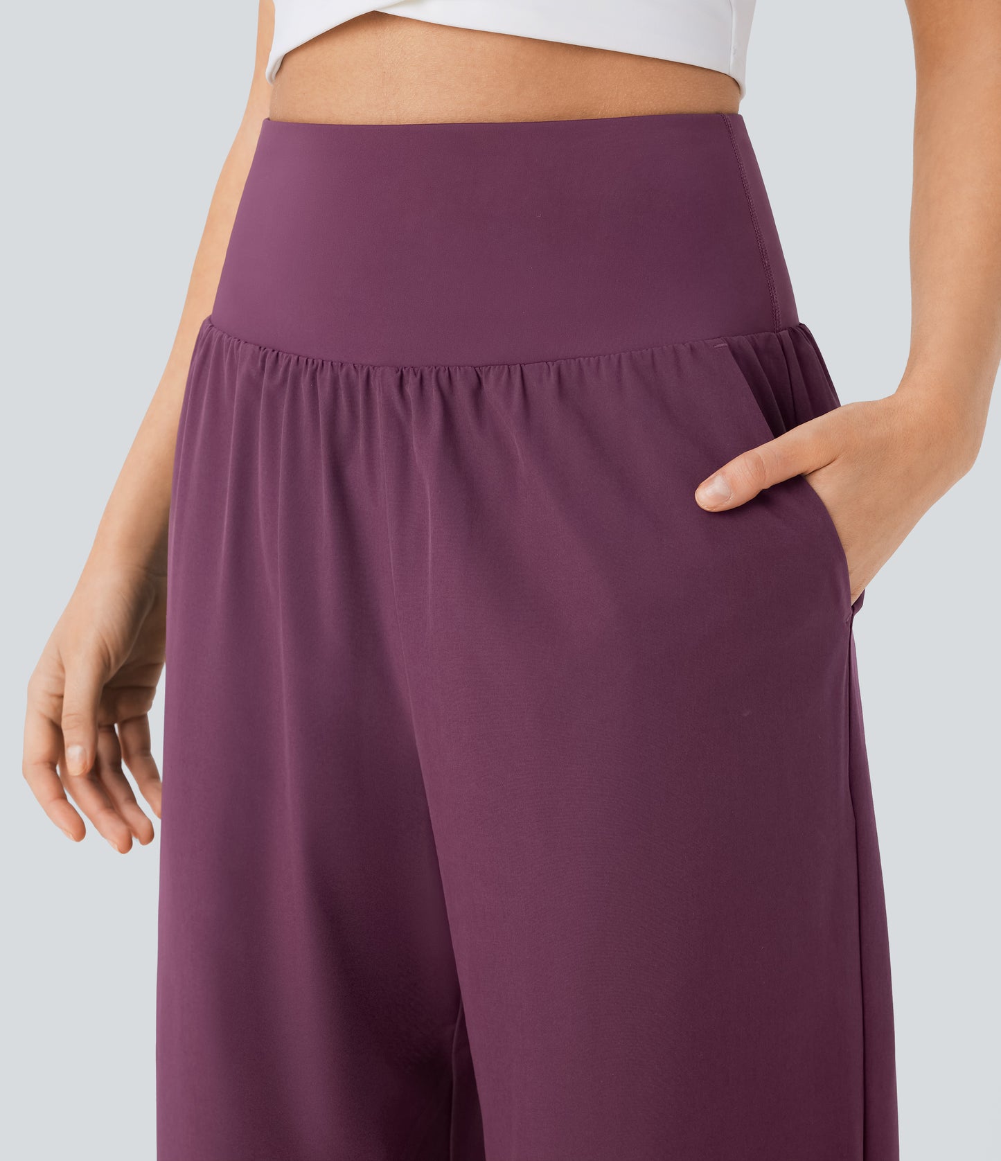 High Waisted Tummy Control Pocket Hem Quick Dry Pants
