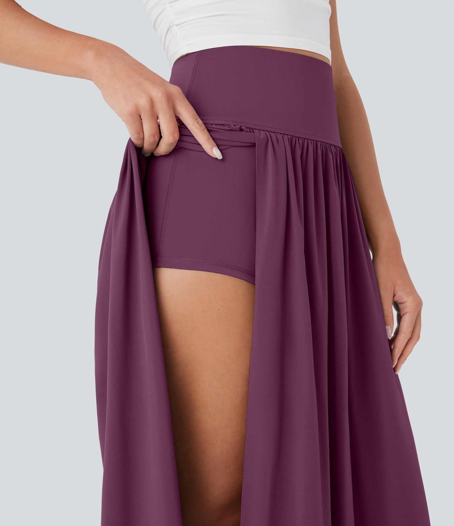 Jupe longue fluide 2 en 1 à taille haute et à séchage rapide 