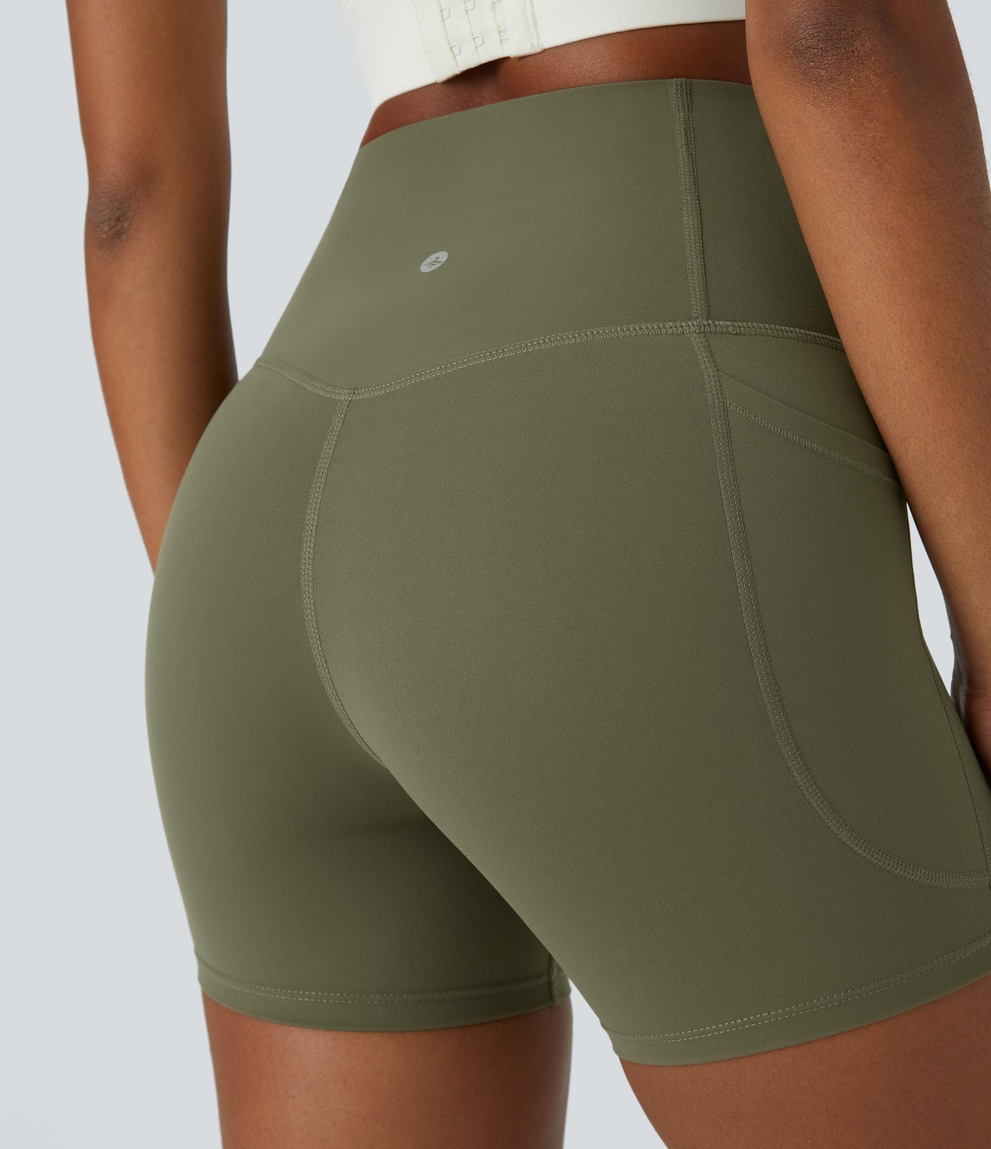 Høy midje magekontroll sidelommer formende treningsbiker shorts 12,5 cm