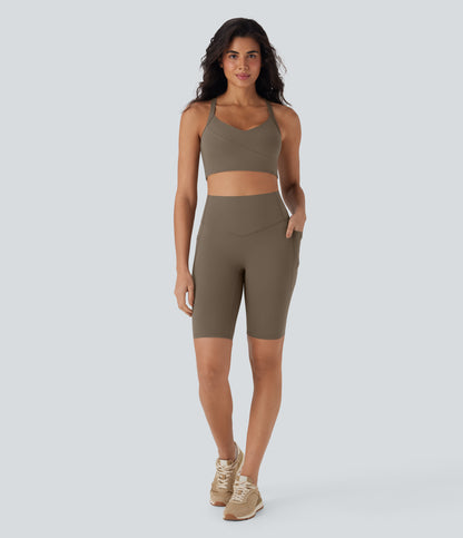 Short cycliste taille haute avec poches gainantes et effet gainant, 23 cm 