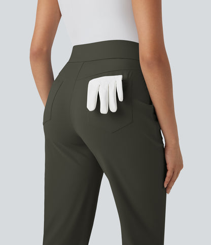 Mid High Waisted Pockets Quick Dry Golf Pants-Golf Tee-UPF40+