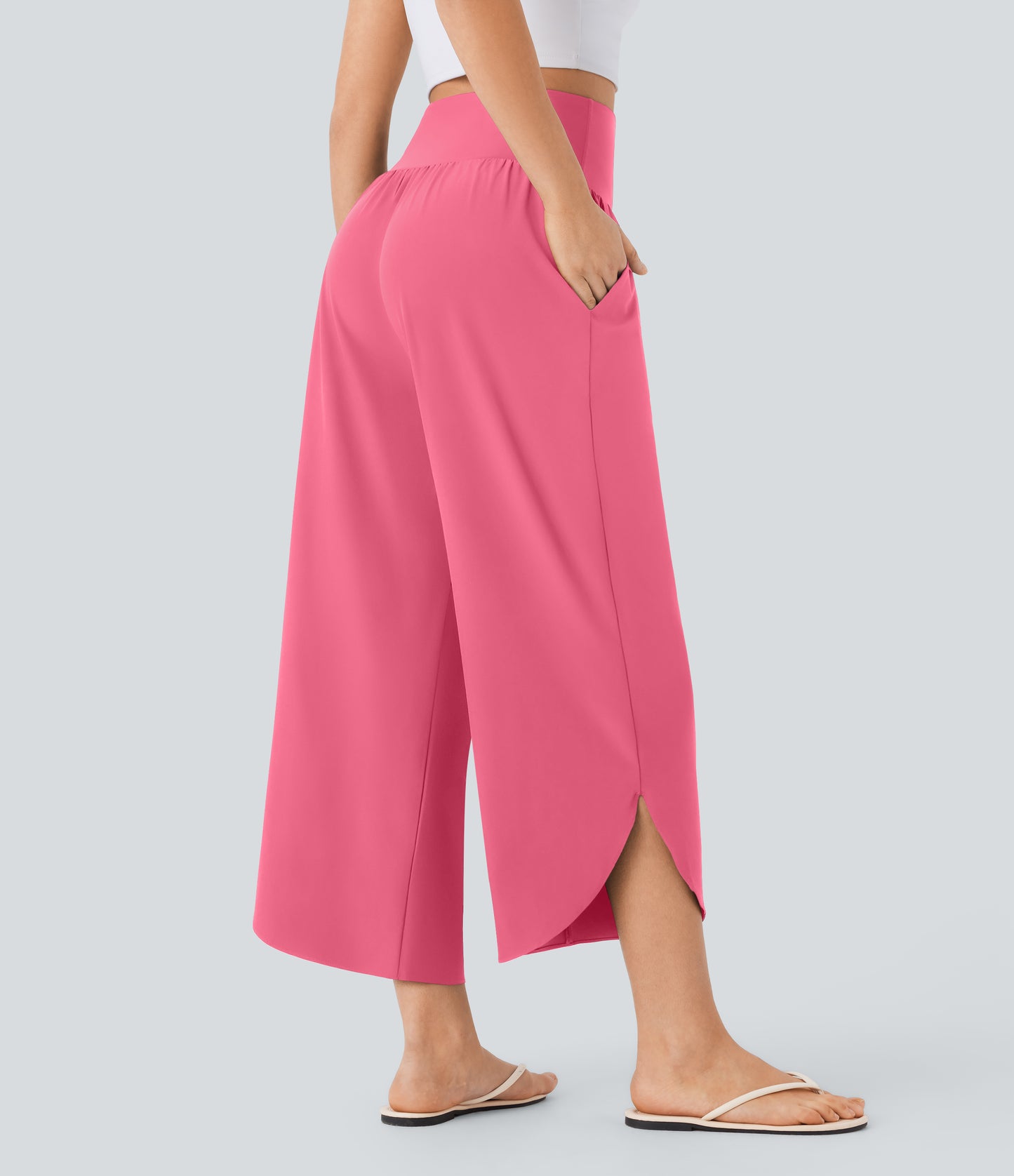 High Waisted Tummy Control Pocket Hem Quick Dry Pants