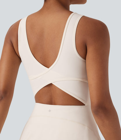 U Neck 2-in-1 Pocket Mini Cool Touch Dance Active Dress-Easy Peezy