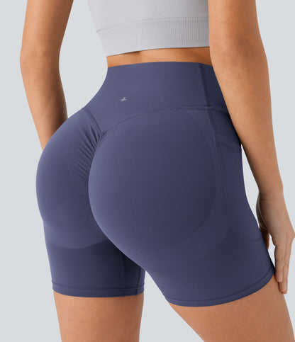 Høy midje, skrumpet rumpeløftende, magekontroll, formende sidelommer, treningsbiker-shorts 12,5 cm