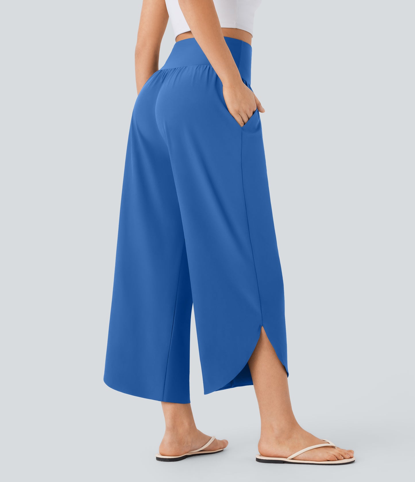 High Waisted Tummy Control Pocket Hem Quick Dry Pants