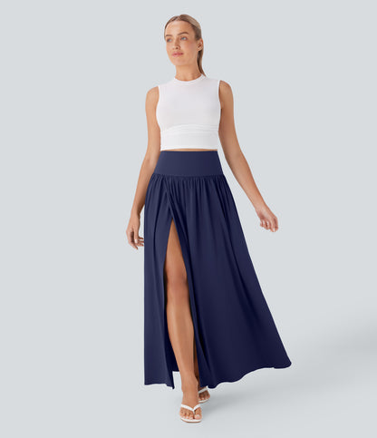 Jupe longue fluide 2 en 1 à taille haute et à séchage rapide 