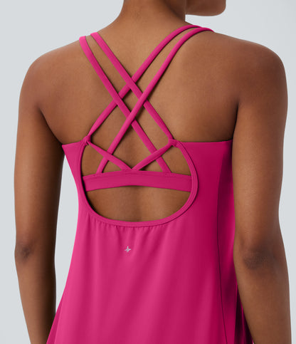 Cut Out Pocket 2-Piece Mini Yoga Active Dress