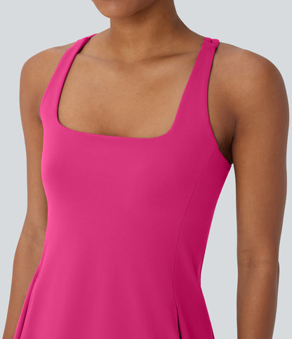 Cut Out Pocket 2-Piece Mini Yoga Active Dress