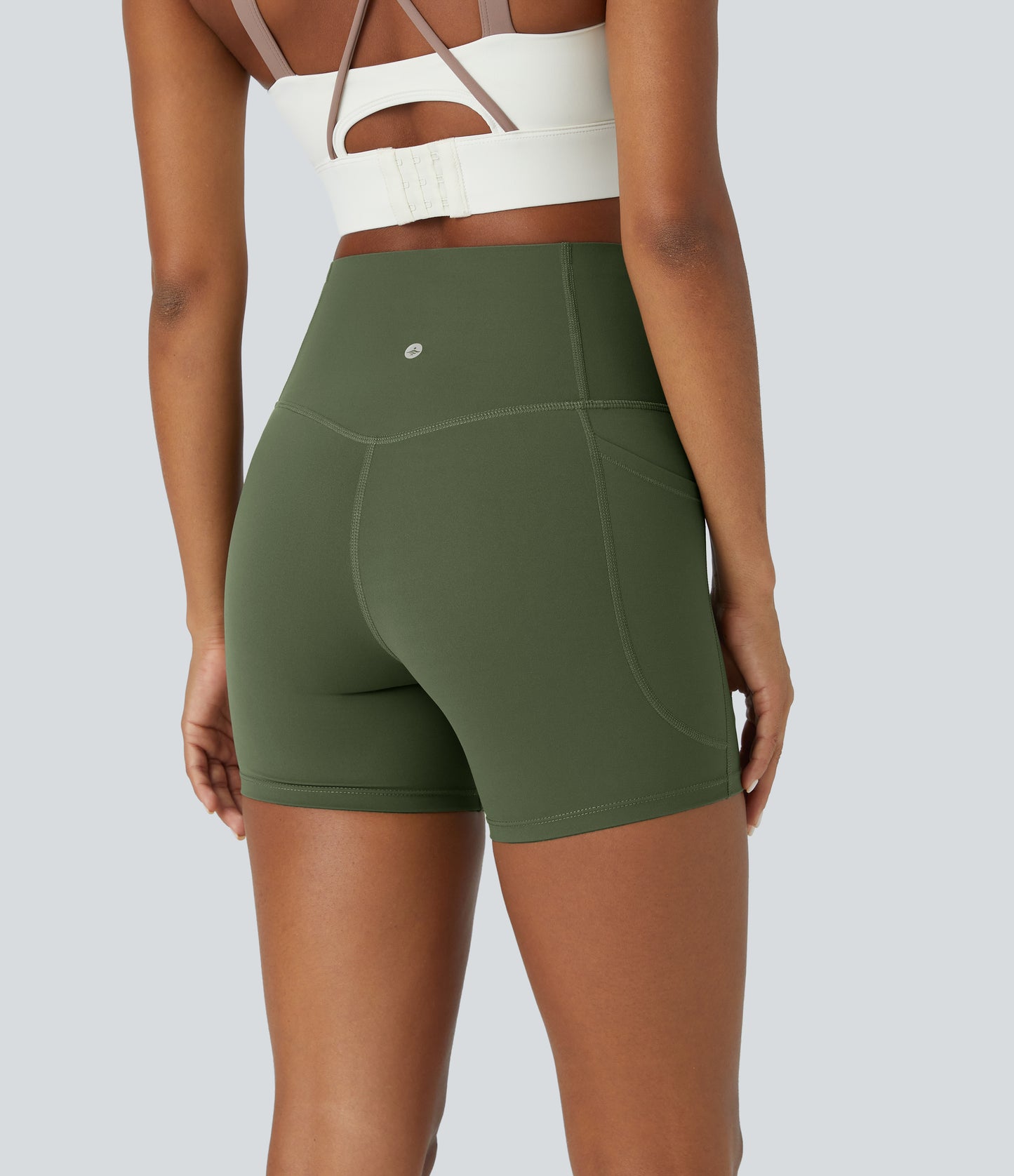 Høy midje magekontroll sidelommer formende treningsbiker shorts 12,5 cm