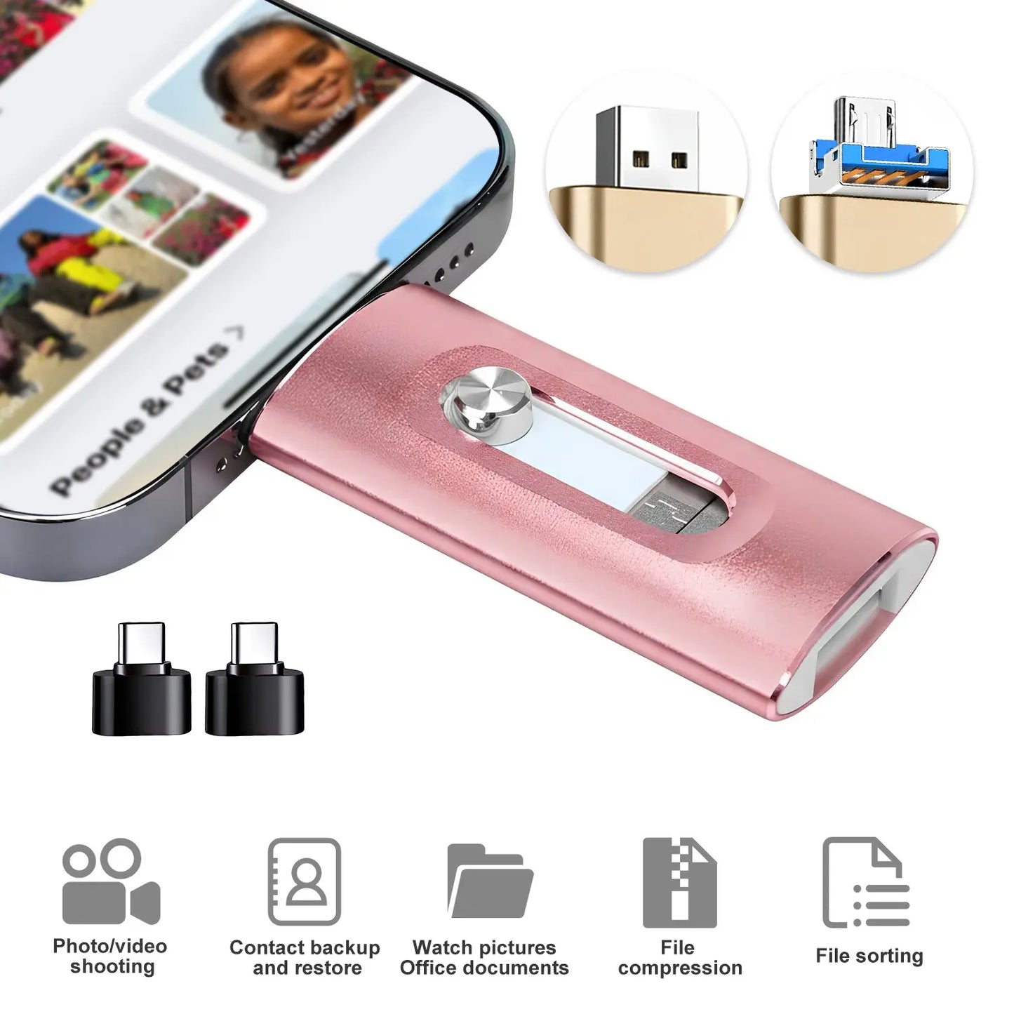 Portable 4-in-1 High Speed Flash Drive, High SpeedUSB 3.0 Memory Storage