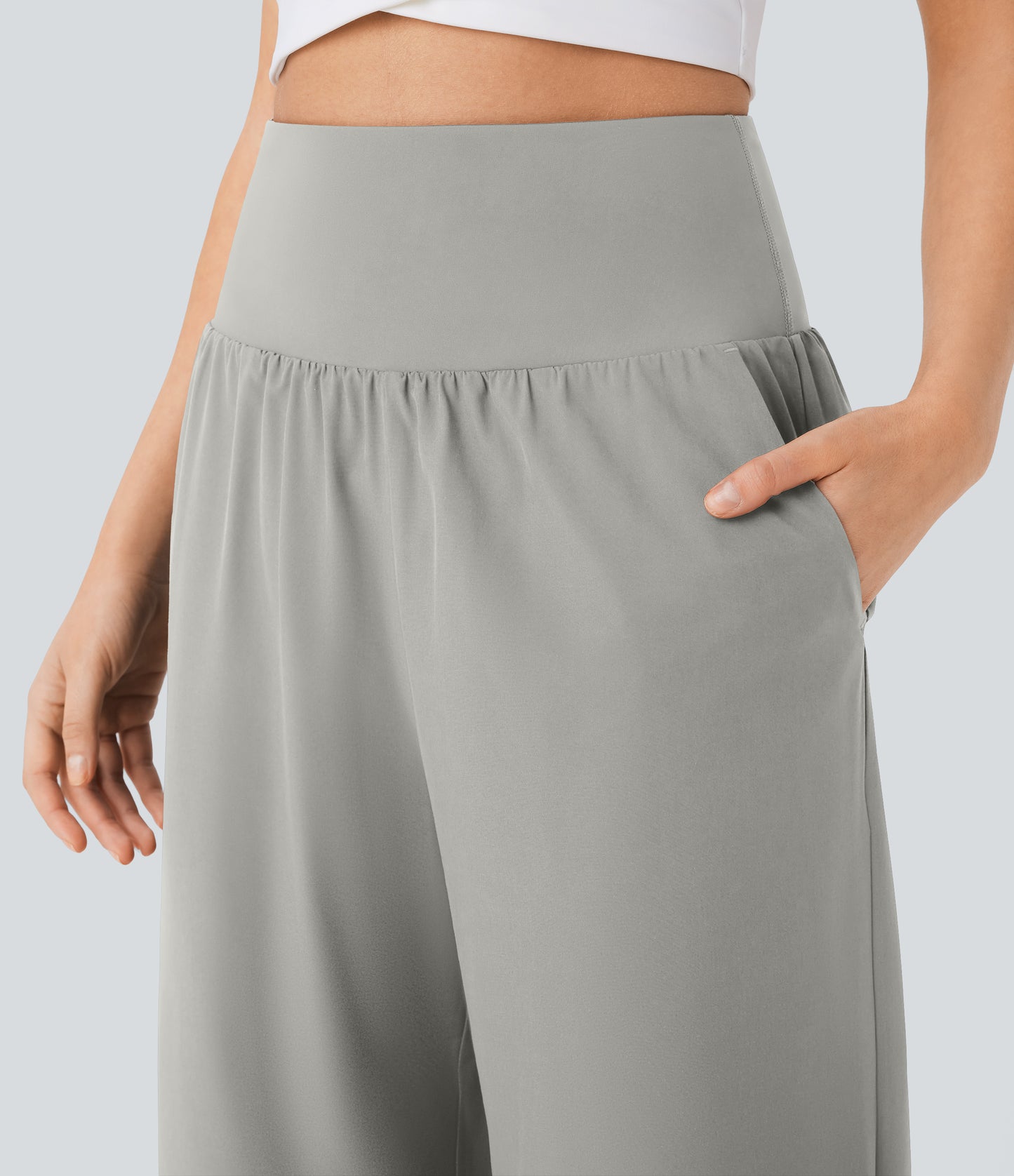 High Waisted Tummy Control Pocket Hem Quick Dry Pants