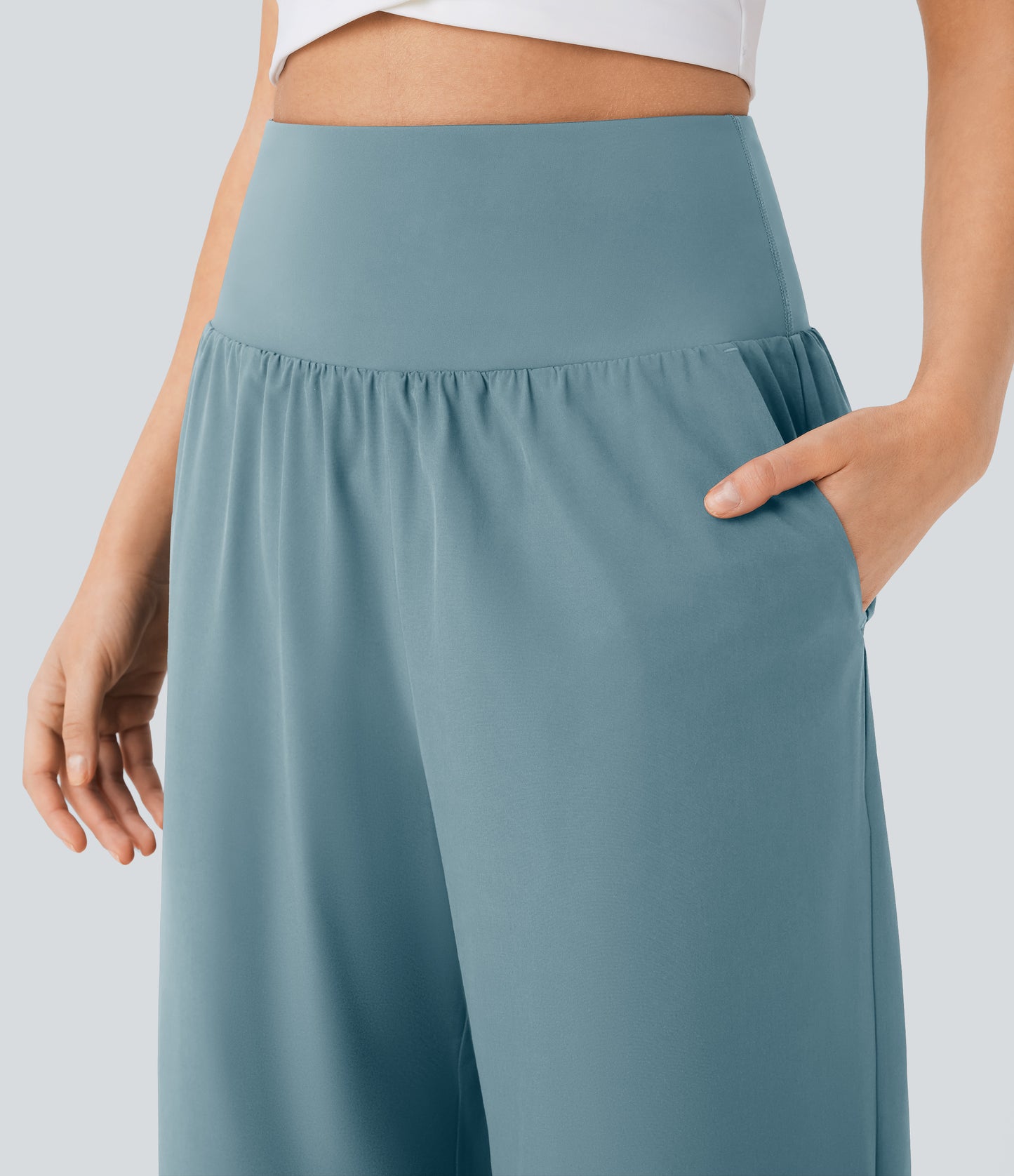 High Waisted Tummy Control Pocket Hem Quick Dry Pants