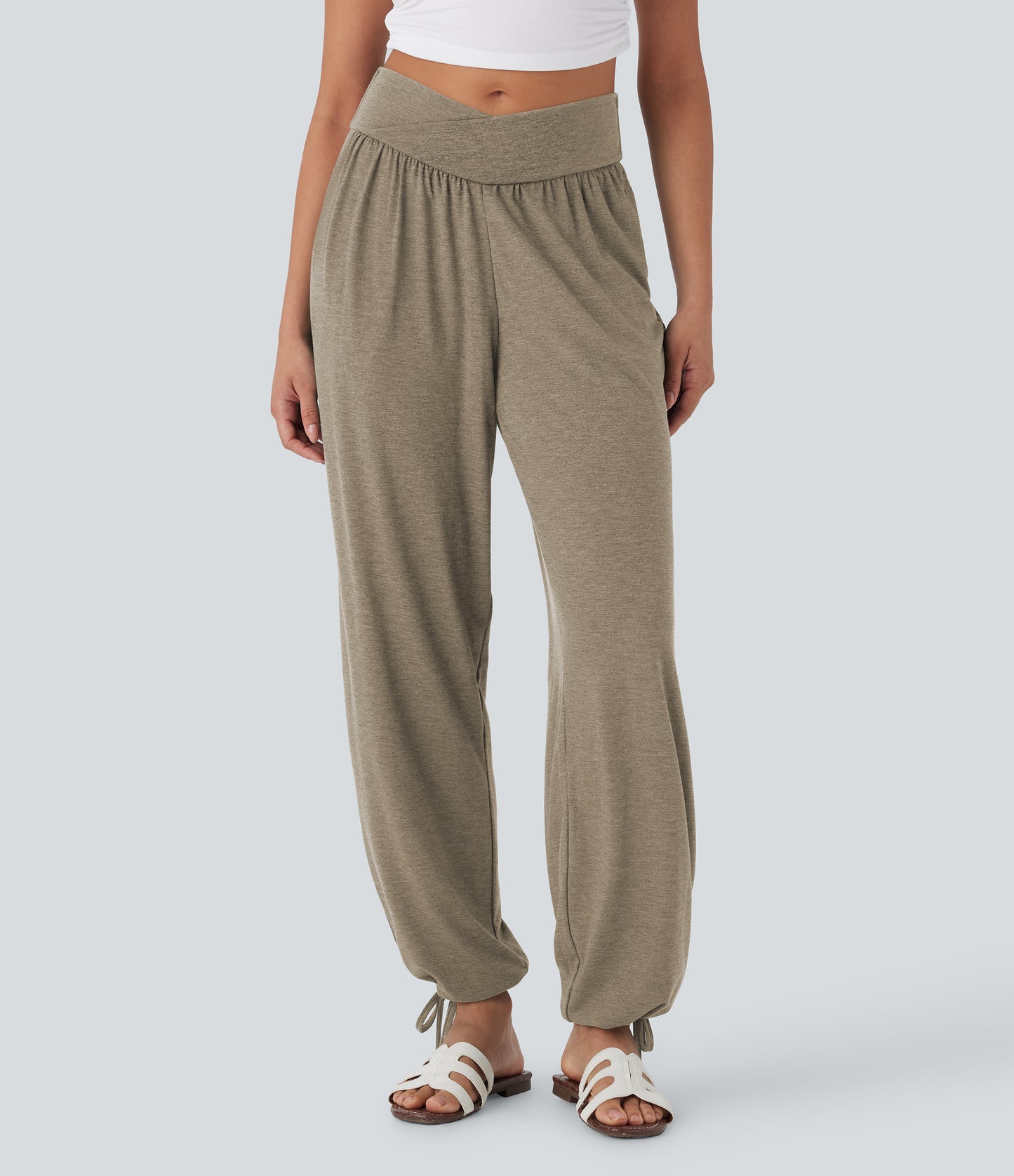 High Waisted Pocket Drawstring Casual Joggers