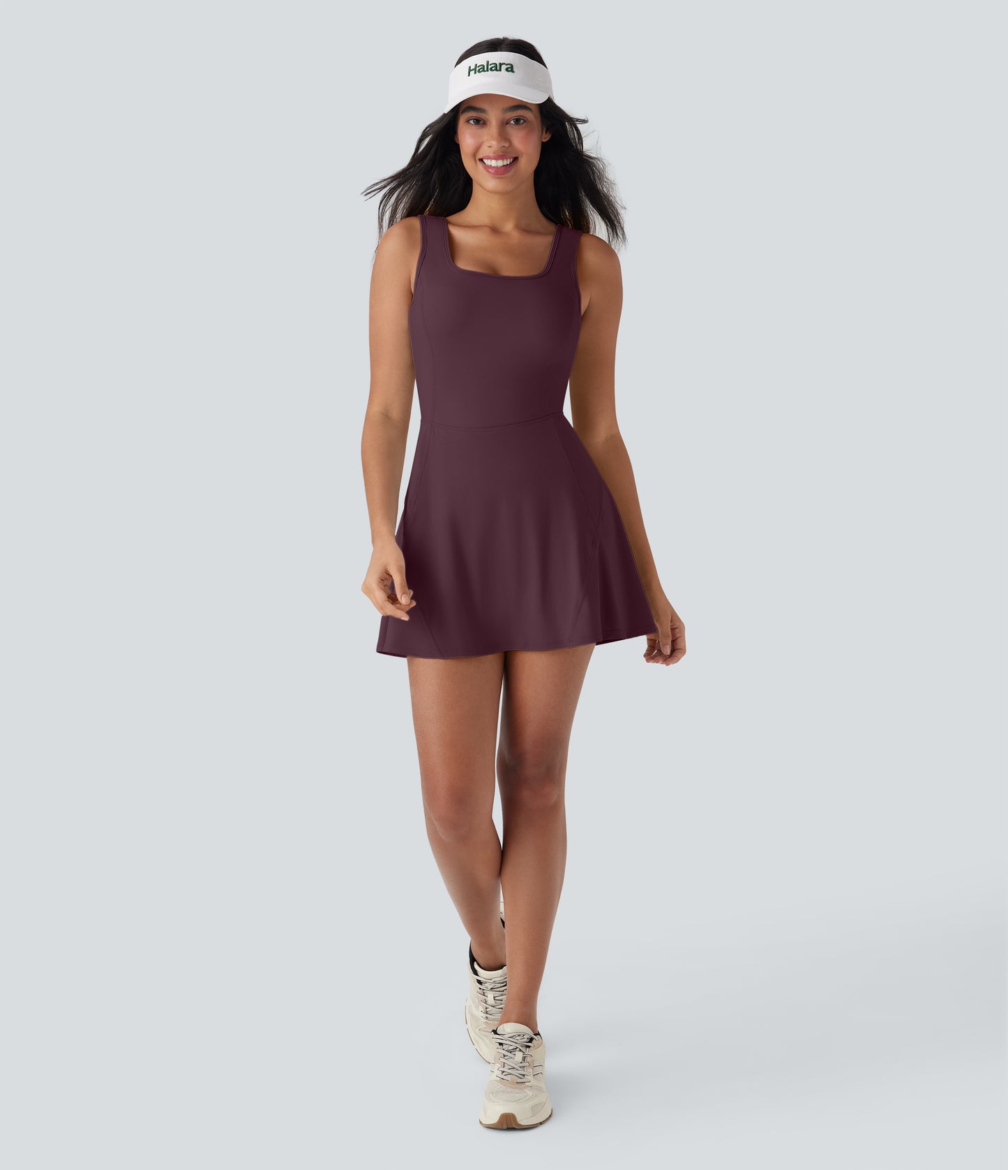U Neck 2-in-1 Pocket Mini Cool Touch Dance Active Dress-Easy Peezy