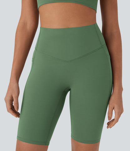 Short cycliste taille haute avec poches gainantes et effet gainant, 23 cm 