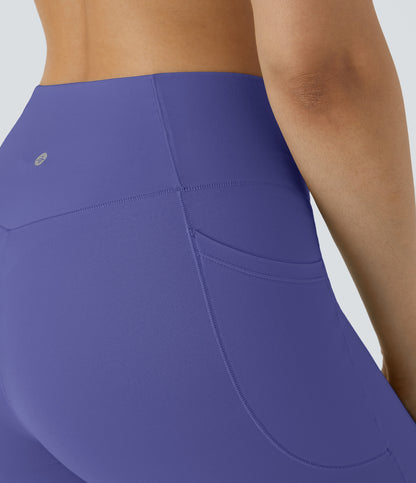 Høy midje, krysslommer i yoga-biker-shorts, 18 cm – UPF50+