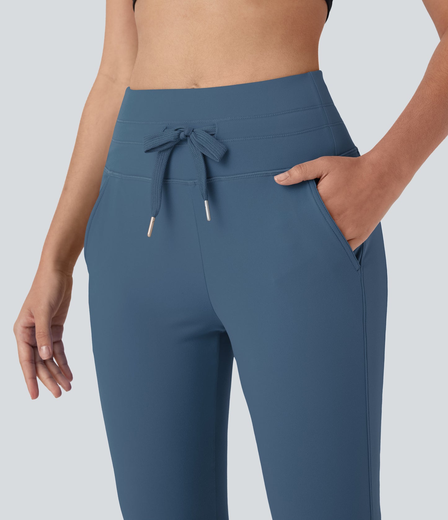 High Waisted Drawstring Pocket Yoga Pedal Pusher Joggers