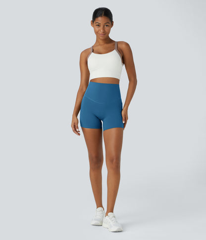 Høy midje magekontroll sidelommer formende treningsbiker shorts 12,5 cm