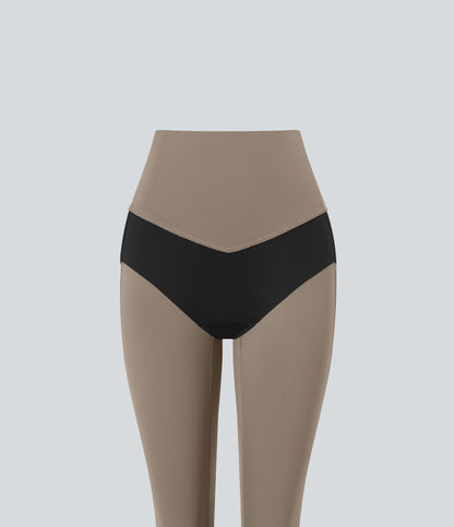 Hoch taillierte, bauchkontrollierende, integrierte Unterwäsche, antibakterielle, formende 7/8-Workout-Leggings mit Taschen
