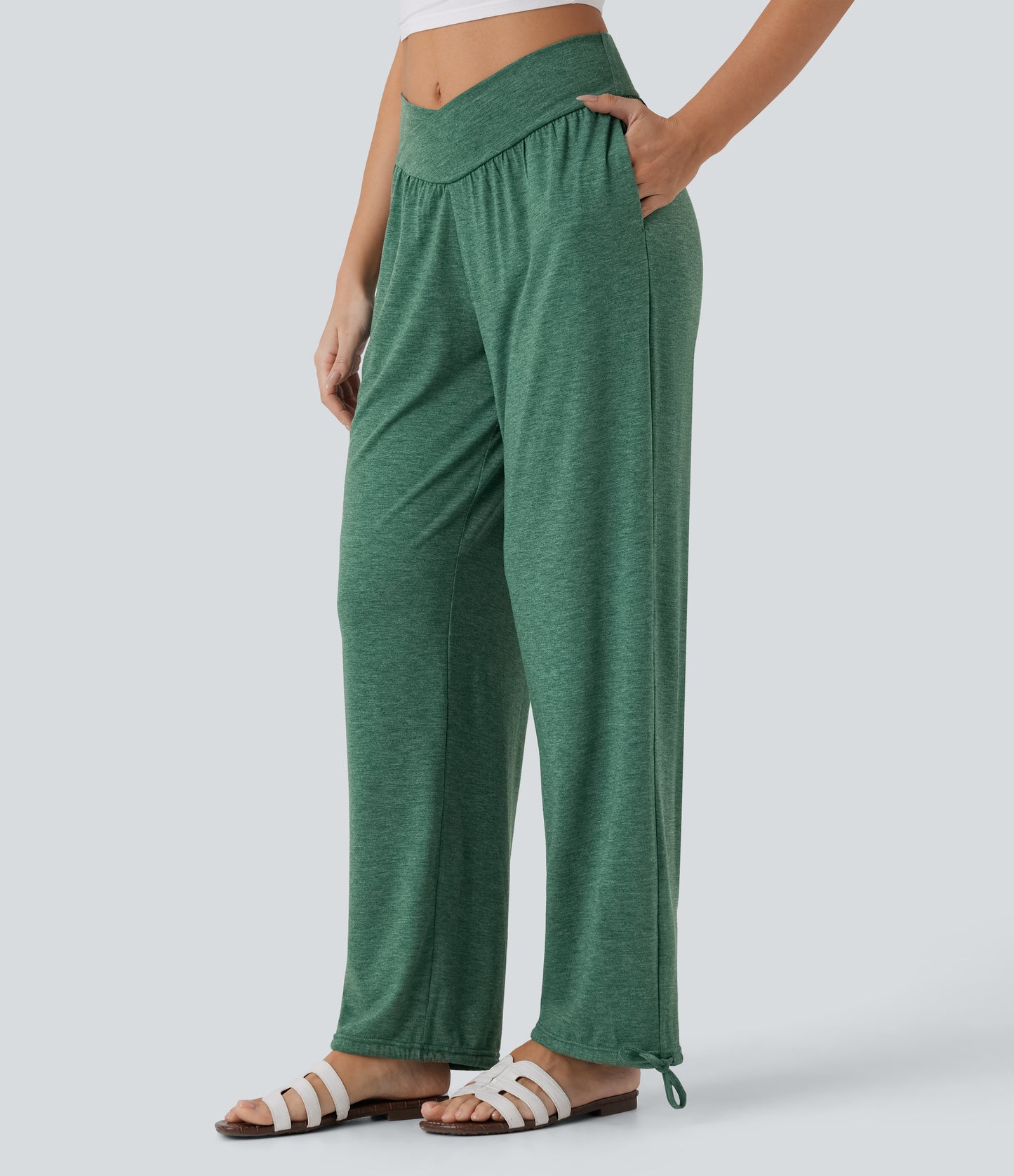 High Waisted Pocket Drawstring Casual Joggers