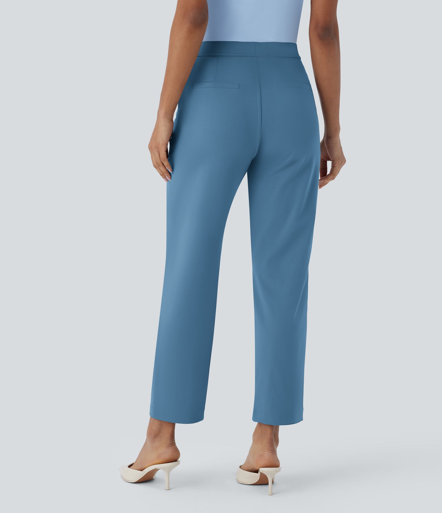 High Waisted Pocket Ankle Length Tapered Work Pants