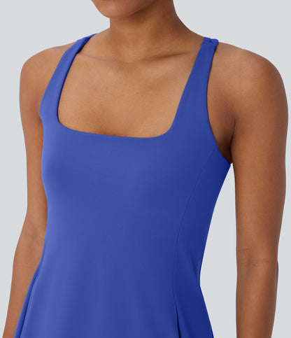 Cut Out Pocket 2-Piece Mini Yoga Active Dress