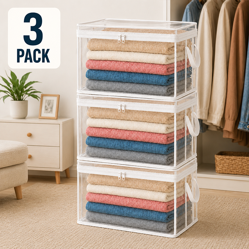🔥Last Day 49% OFF📦Portable Large Heavy-Duty Thick Plastic Clear Storage Box with Hinged Lid | Home, Travel & Camping (Biodegradable materials)