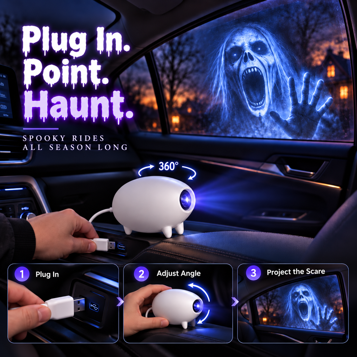 🎃 Halloween Window Projector 👻 12 Spooky Films USB Powered Holiday Decor