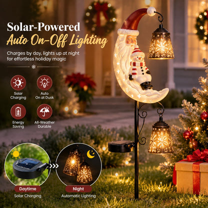 🔥Last Day 48% OFF🔔 Santa Snowman Moon Solar Garden Stake Light