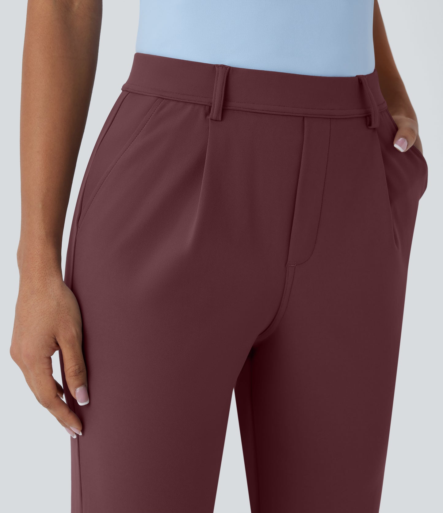 High Waisted Pocket Ankle Length Tapered Work Pants