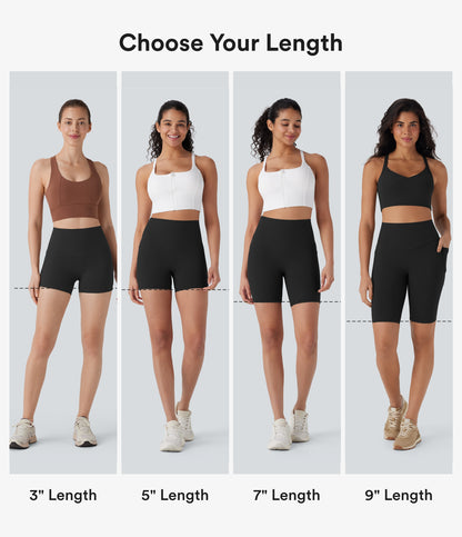 Hoch taillierte, bauchkontrollierende, formende Trainings-Bikershorts mit Tasche, 3 Zoll