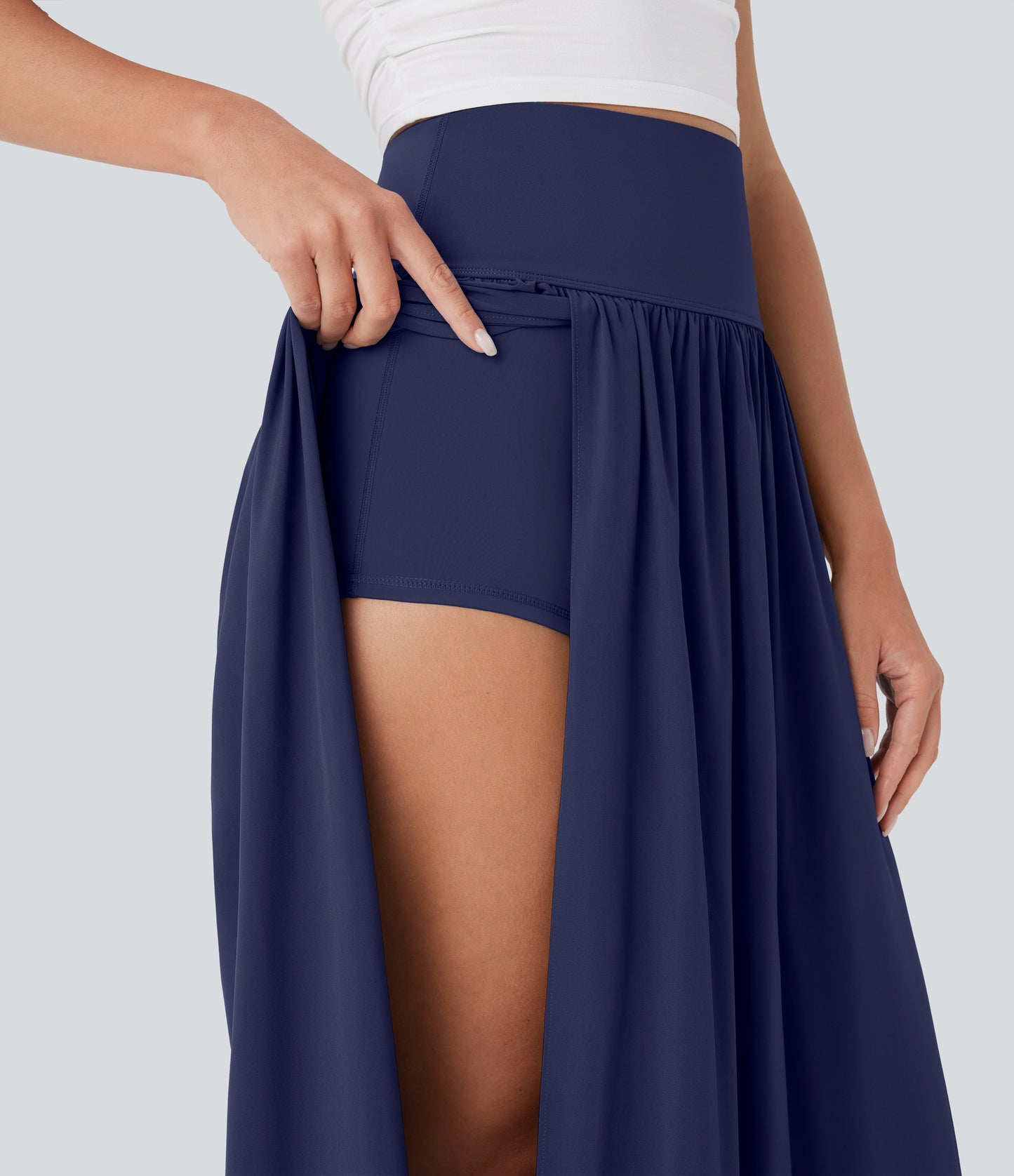 Jupe longue fluide 2 en 1 à taille haute et à séchage rapide 