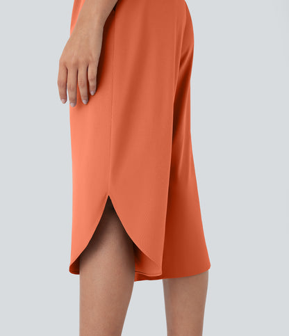 High Waisted Crossover Pocket Quick Dry Capri Pants
