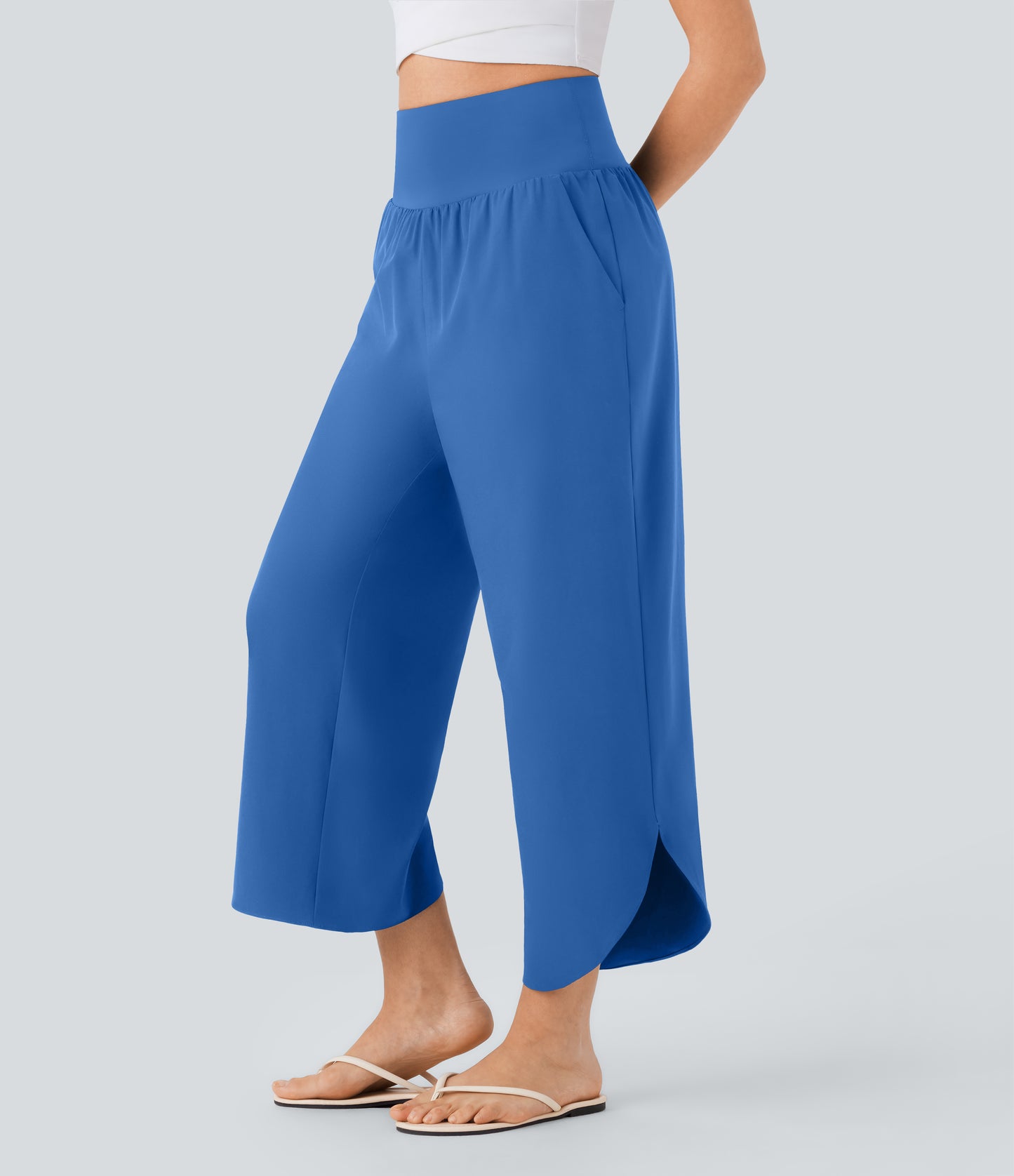 High Waisted Tummy Control Pocket Hem Quick Dry Pants