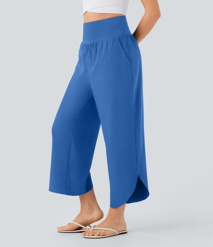 High Waisted Tummy Control Pocket Hem Quick Dry Pants