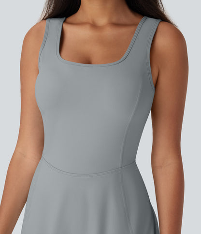 U Neck 2-in-1 Pocket Mini Cool Touch Dance Active Dress-Easy Peezy