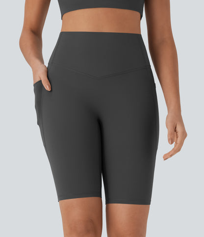 Short cycliste taille haute avec poches gainantes et effet gainant, 23 cm 