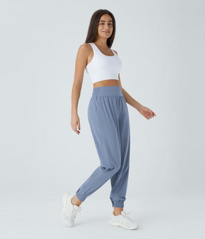 High Waisted Elastic Waistband Hiking Joggers