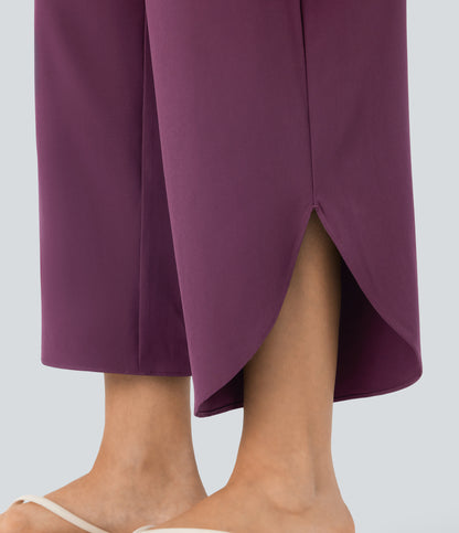 High Waisted Tummy Control Pocket Hem Quick Dry Pants