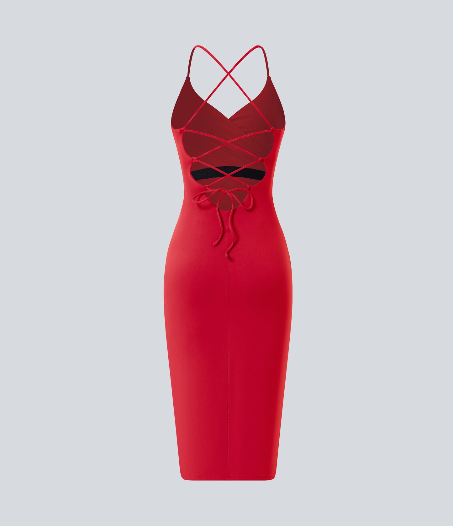 Crossover Ruched Lace Up Bodycon Cool Touch Dress-UPF50+