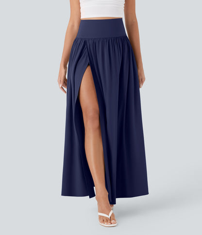 Jupe longue fluide 2 en 1 à taille haute et à séchage rapide 