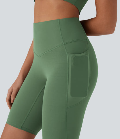 Short cycliste taille haute avec poches gainantes et effet gainant, 23 cm 