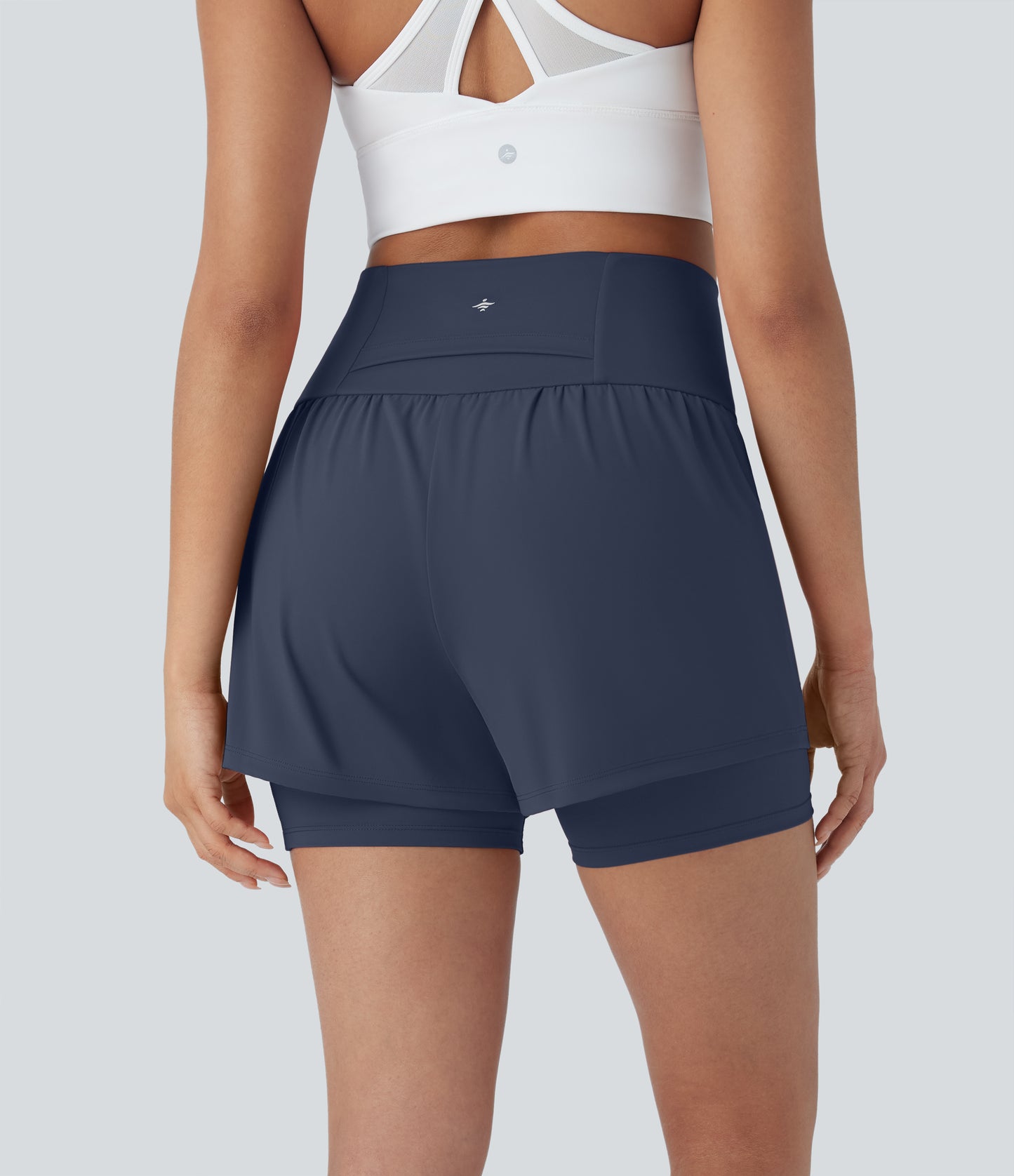 Luftige 2-i-1 yogashorts med superhøy midje og kul berøring, 13 cm og lommer