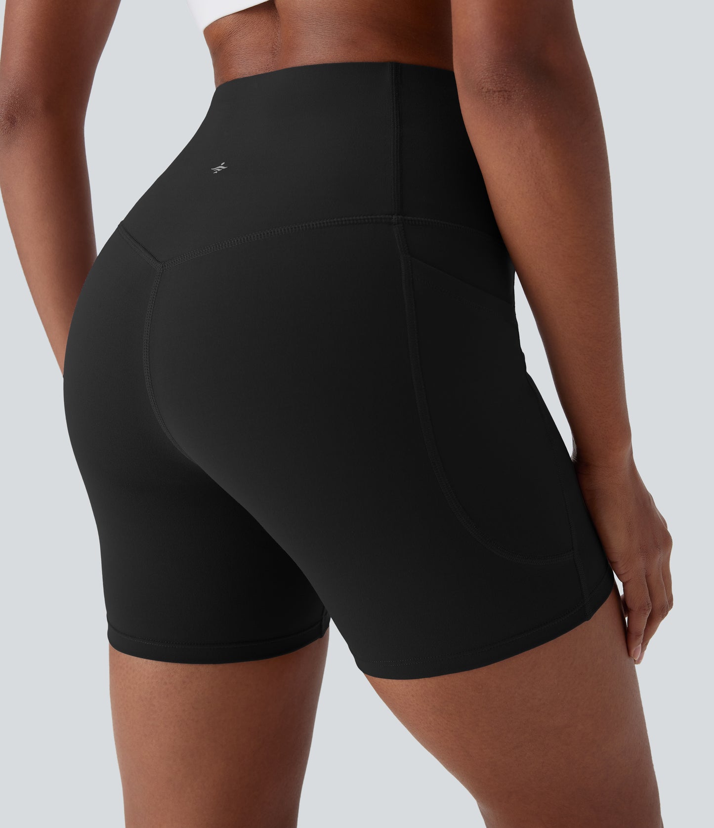 High Waisted Tummy Control Built-in Underwear Anti-Bacterial Shaping Training Biker Shorts 5'' With Pockets